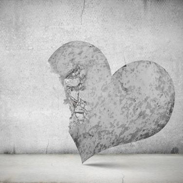 Conceptual image with big stone crashed heart